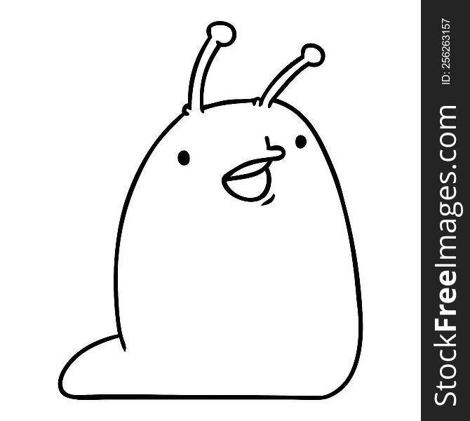 Line Drawing Of A Cute Kawaii Slug