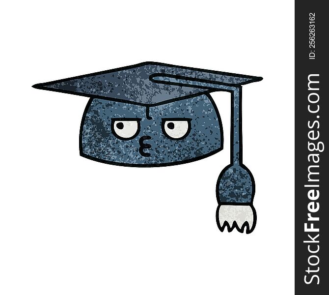 Retro Grunge Texture Cartoon Graduation Hat