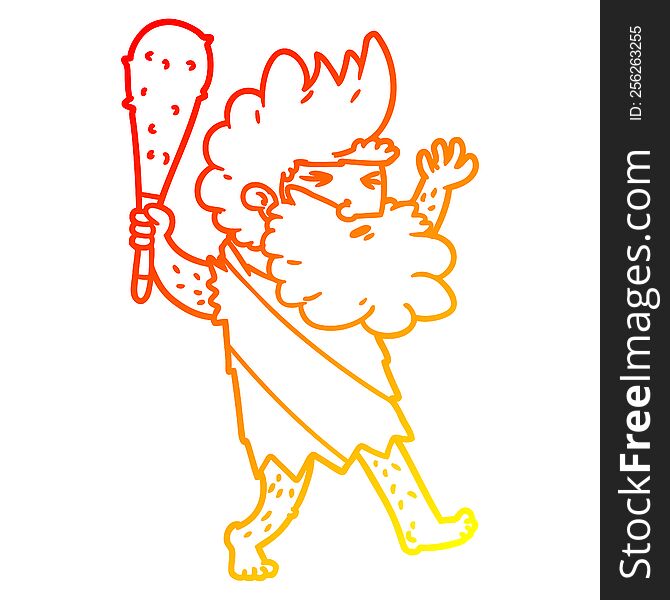 warm gradient line drawing cartoon cave man