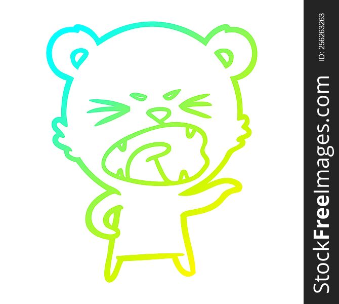 Cold Gradient Line Drawing Angry Cartoon Polar Bear