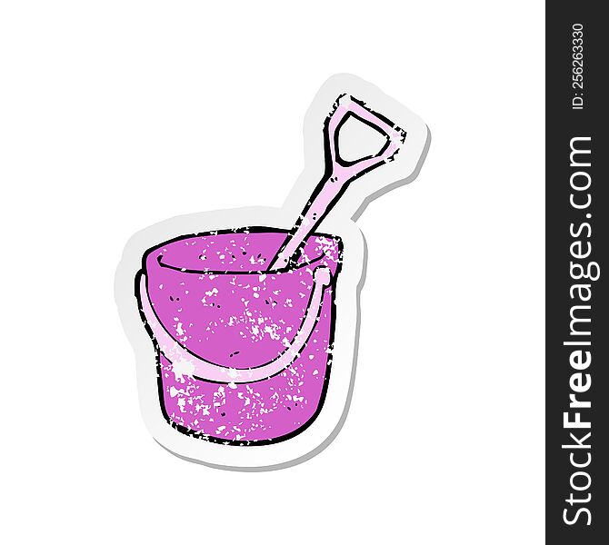 Retro Distressed Sticker Of A Cartoon Bucket And Spade