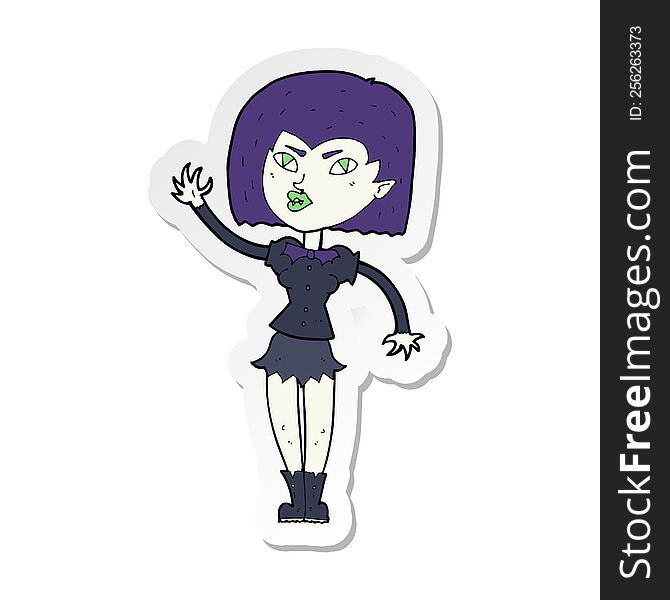 Sticker Of A Cartoon Pretty Vampire Girl