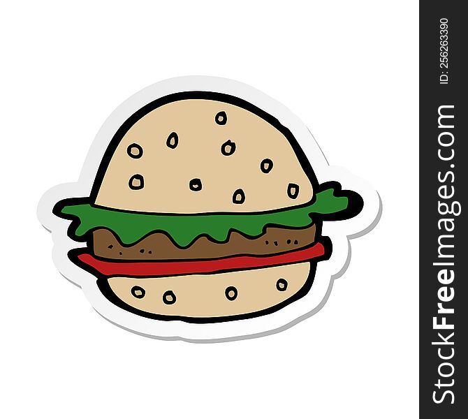 sticker of a cartoon hamburger