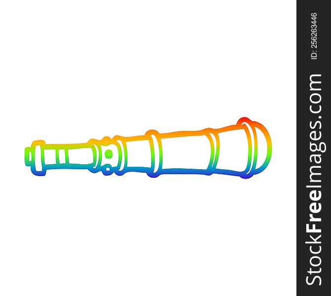 rainbow gradient line drawing of a cartoon telescope