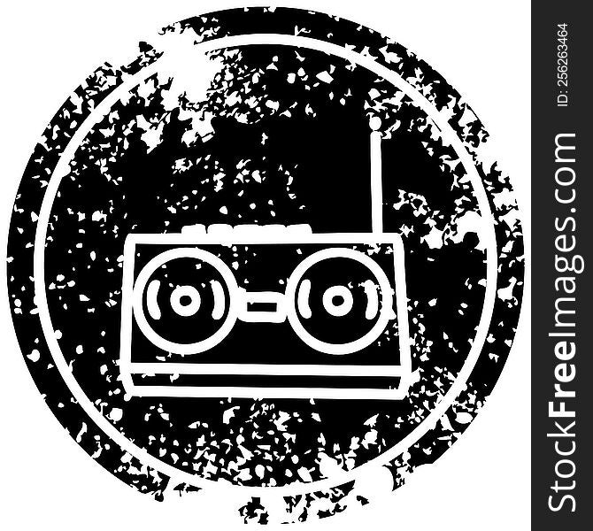 radio cassette player distressed icon symbol