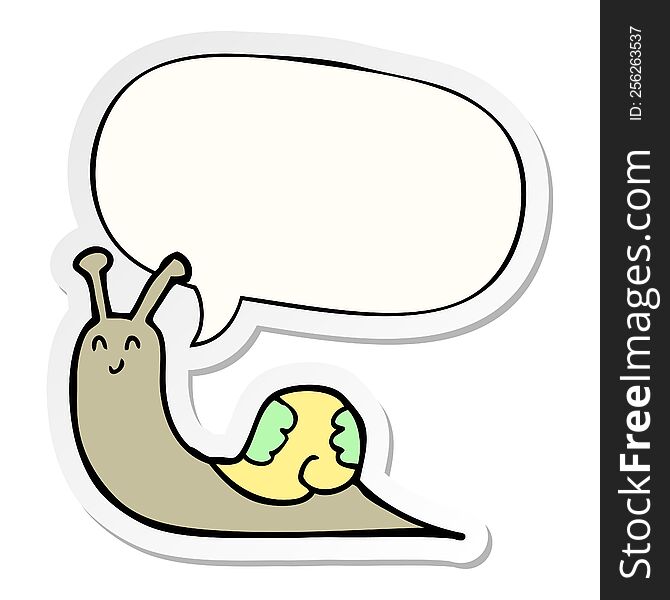 cute cartoon snail with speech bubble sticker