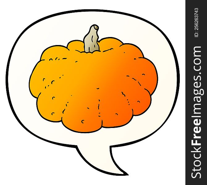 Cartoon Pumpkin And Speech Bubble In Smooth Gradient Style