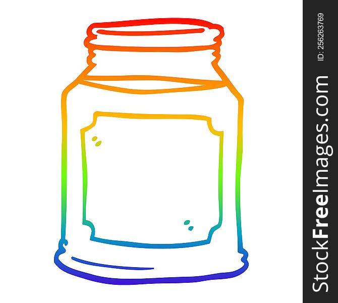 Rainbow Gradient Line Drawing Cartoon Liquid In A Jar