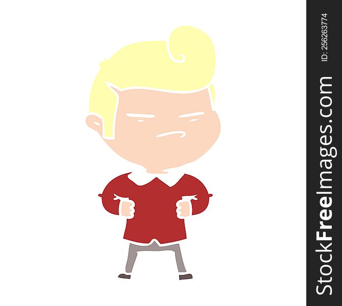 Flat Color Style Cartoon Cool Guy With Fashion Hair Cut