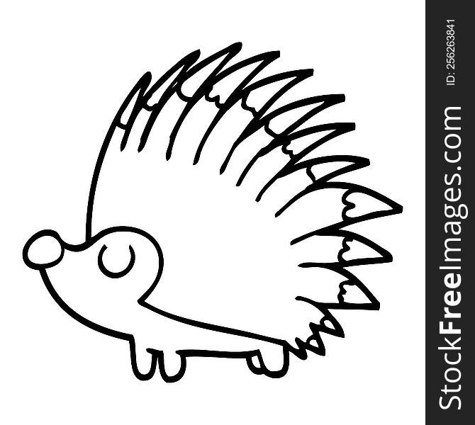 line drawing cartoon spiky hedgehog