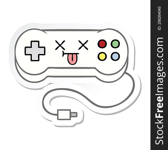 Sticker Of A Cute Cartoon Game Controller