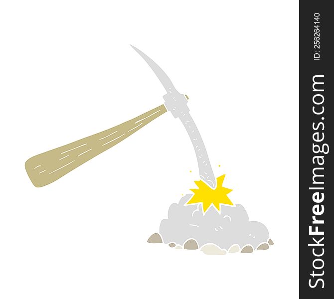 flat color illustration of a cartoon pick axe