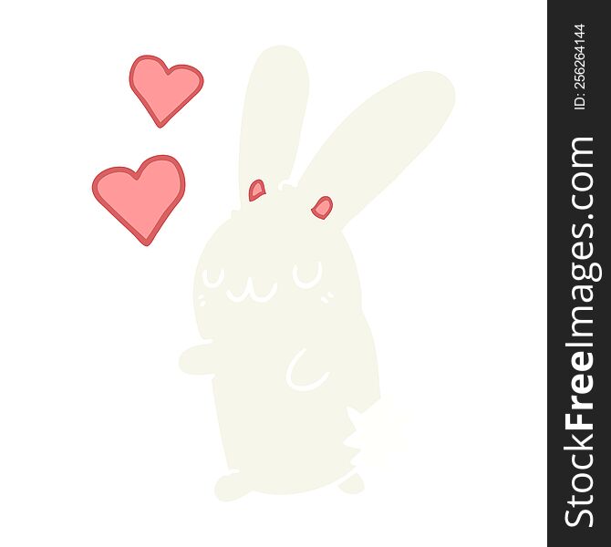 Flat Color Style Cartoon Rabbit In Love