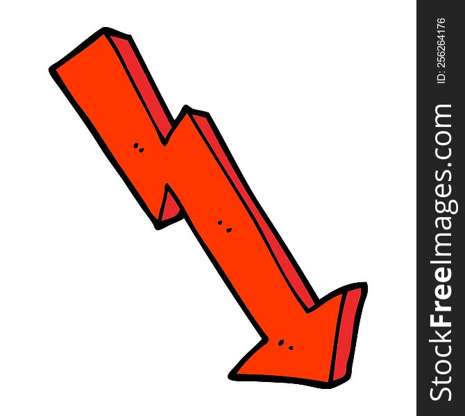 hand drawn doodle style cartoon business loss arrow