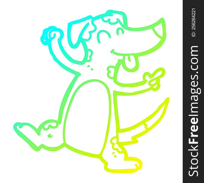 Cold Gradient Line Drawing Cartoon Dancing Dog
