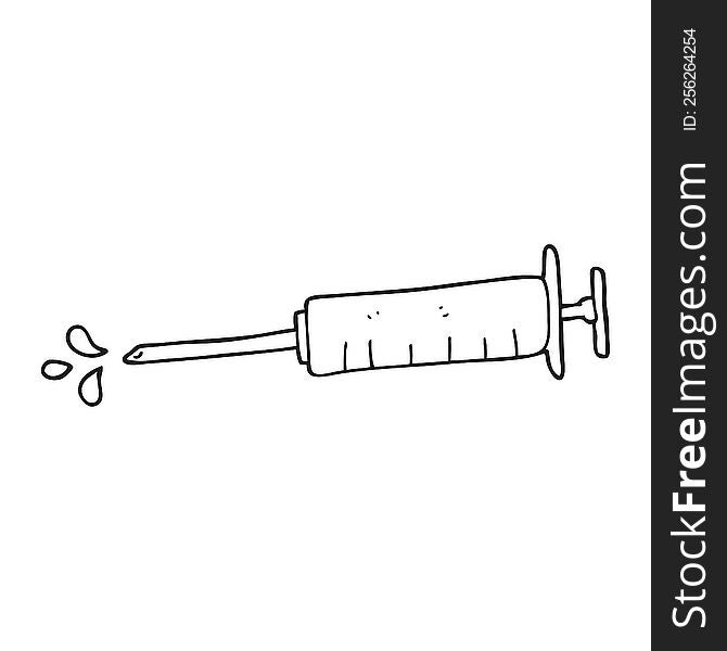 Black And White Cartoon Medical Needle