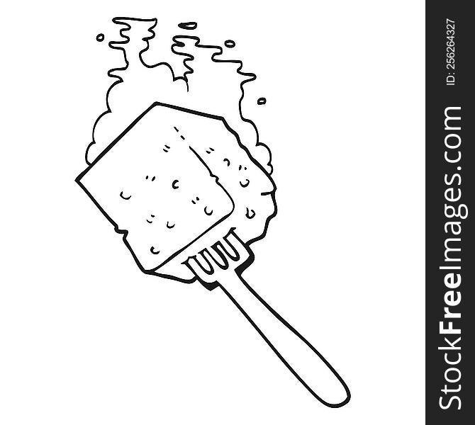 Black And White Cartoon Cheese On Fork