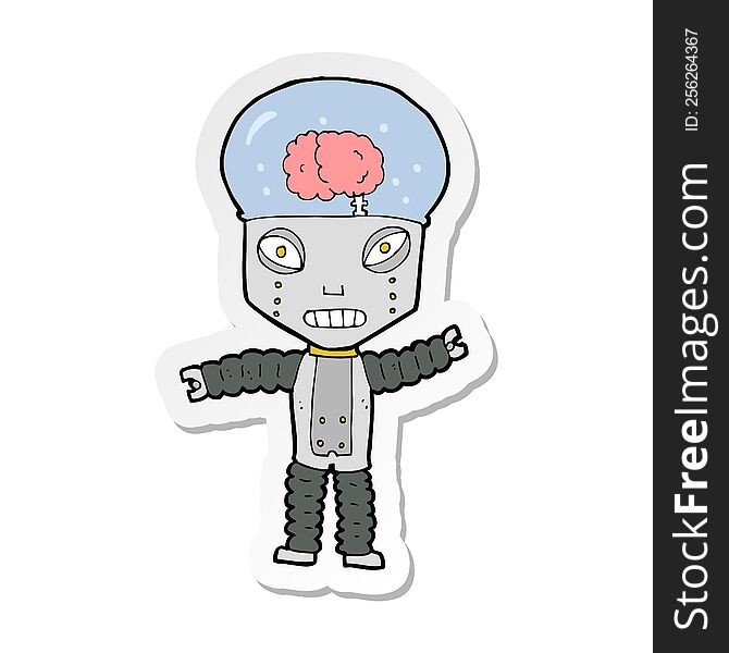 Sticker Of A Cartoon Future Robot