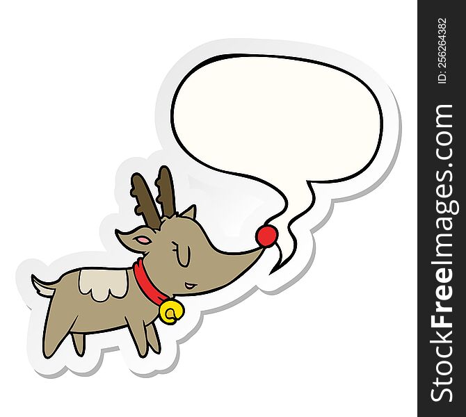 cartoon christmas reindeer with speech bubble sticker