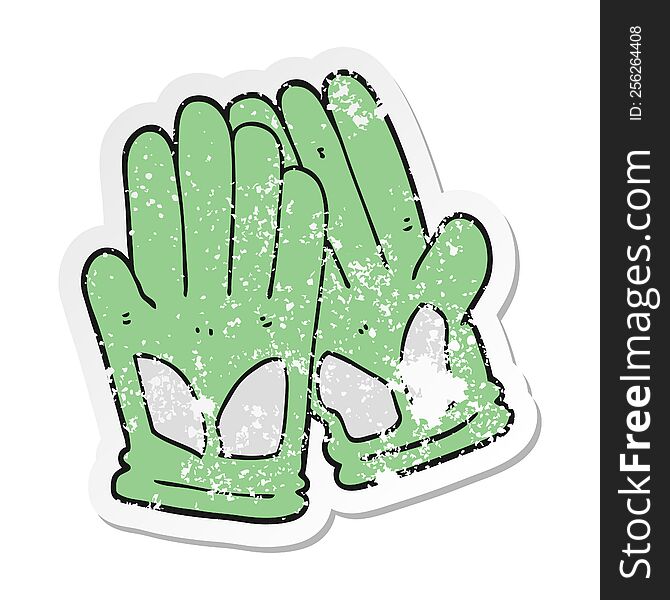 distressed sticker of a cartoon garden work gloves