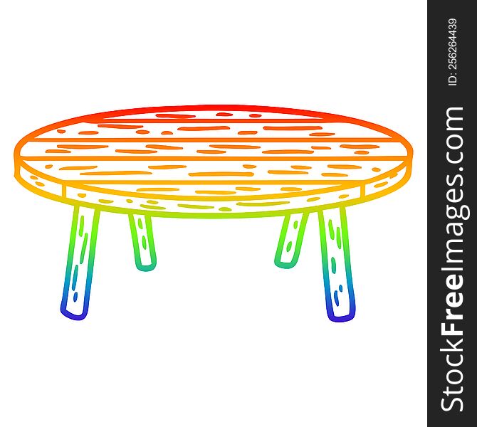 rainbow gradient line drawing of a wooden table
