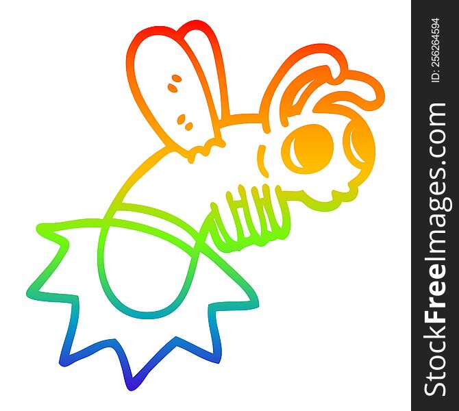 Rainbow Gradient Line Drawing Cartoon Glow Bug