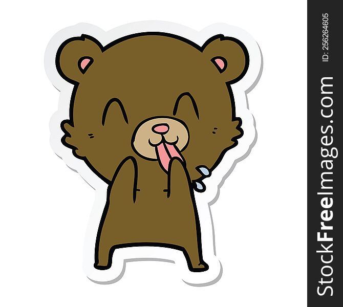 Sticker Of A Rude Cartoon Bear