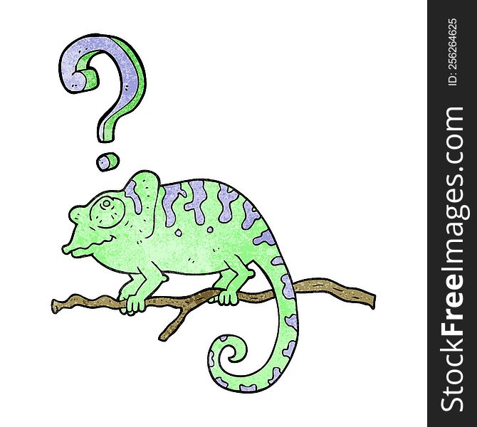 freehand textured cartoon curious chameleon