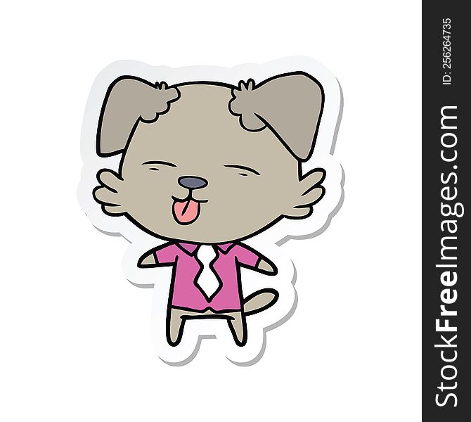 sticker of a cartoon dog in shirt and tie