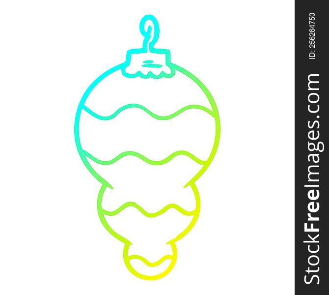 cold gradient line drawing of a cartoon christmas decoration