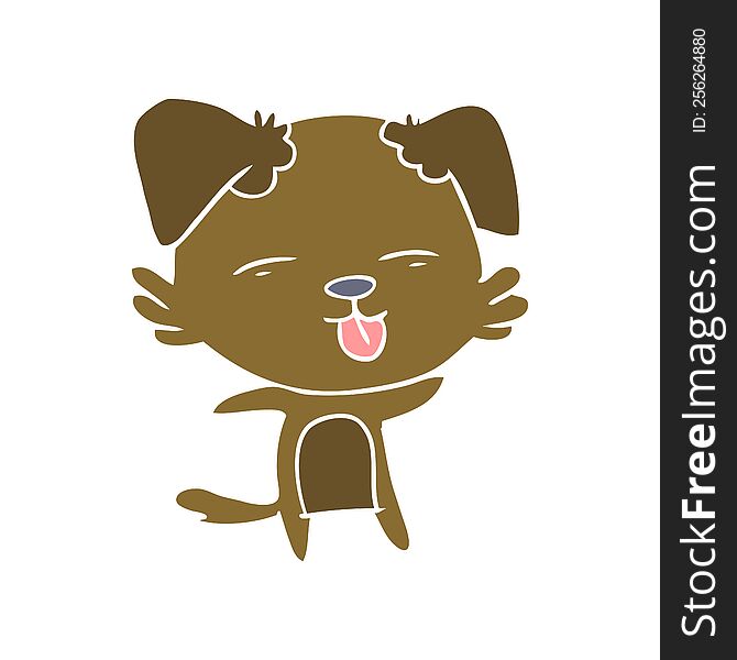 flat color style cartoon dog sticking out tongue