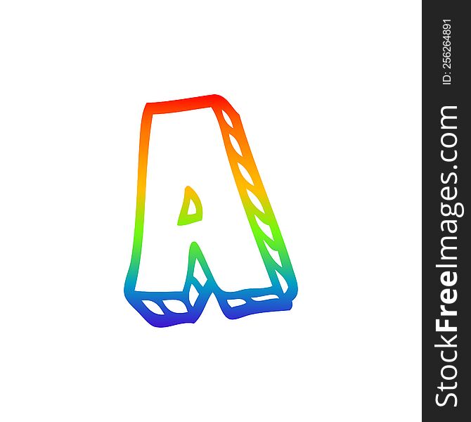 Rainbow Gradient Line Drawing Cartoon Letter A