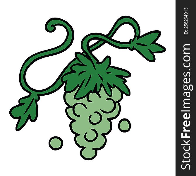 cartoon doodle of grapes on vine