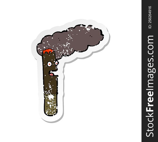 Retro Distressed Sticker Of A Cartoon Cigar
