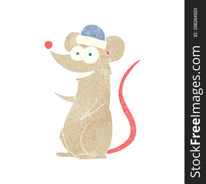 freehand retro cartoon happy mouse