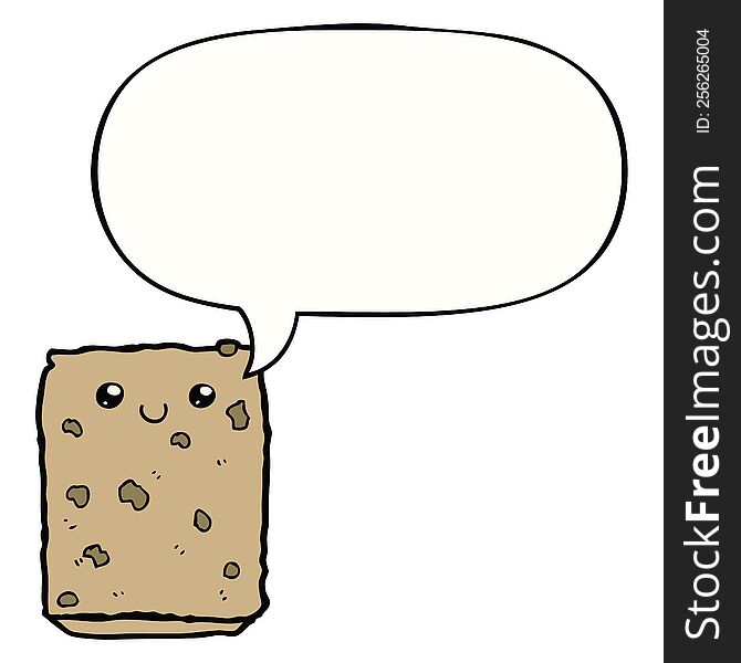 Cartoon Biscuit And Speech Bubble