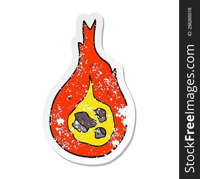 distressed sticker of a cartoon fireball