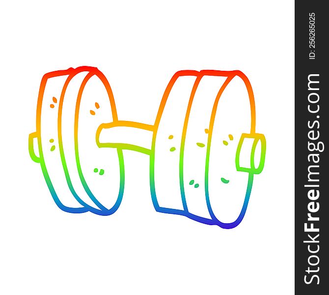 rainbow gradient line drawing of a cartoon weights