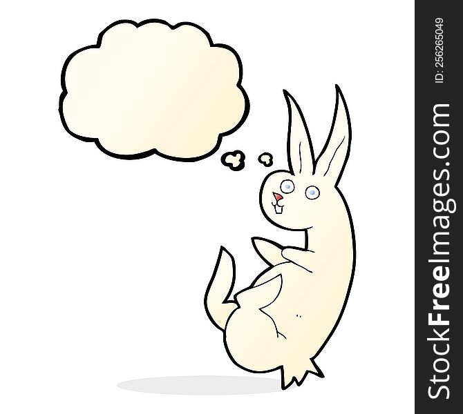 cue cartoon rabbit with thought bubble