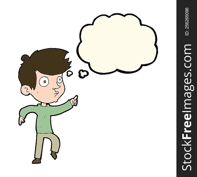 Cartoon Pointing Boy With Thought Bubble