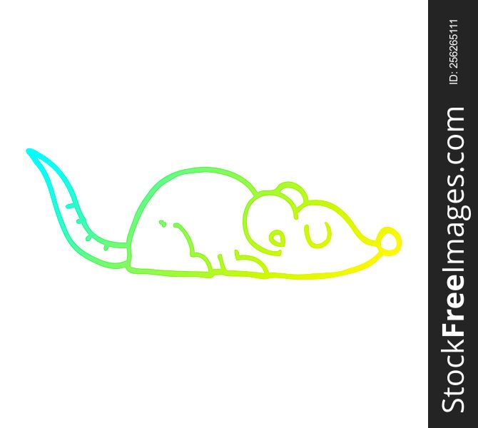 cold gradient line drawing of a cartoon peaceful mouse