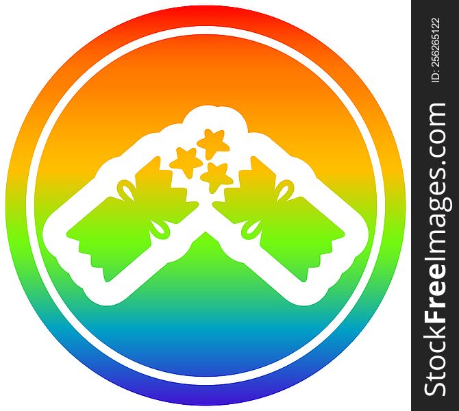 exploding christmas cracker icon with rainbow gradient finish. exploding christmas cracker icon with rainbow gradient finish