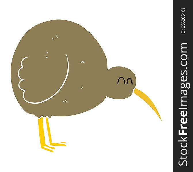 Flat Color Illustration Of A Cartoon Kiwi Bird