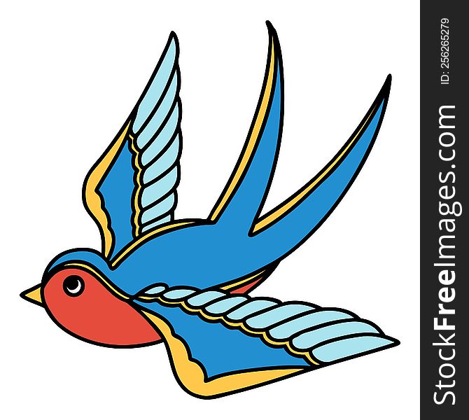 tattoo in traditional style of a swallow. tattoo in traditional style of a swallow