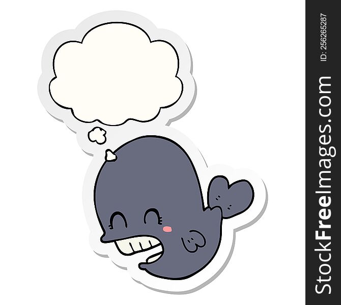 Cartoon Whale And Thought Bubble As A Printed Sticker