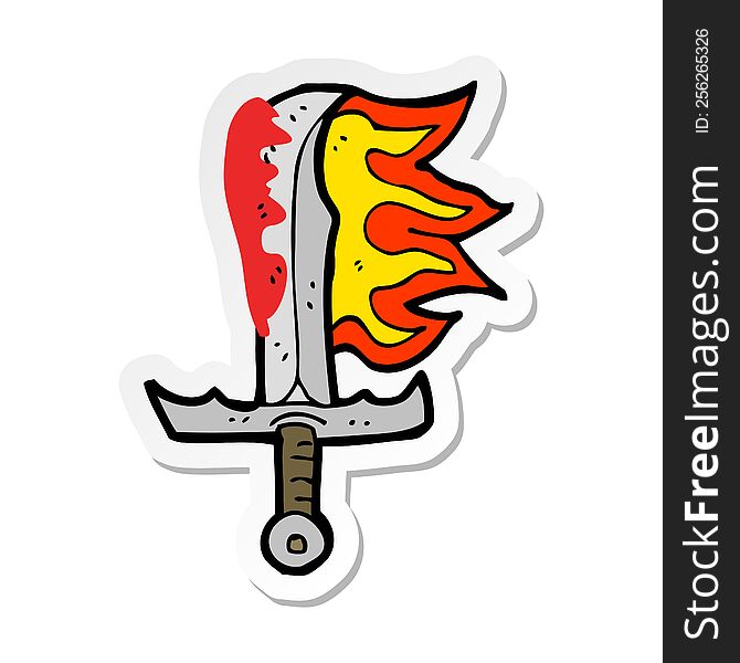 Sticker Of A Cartoon Bloody Sword