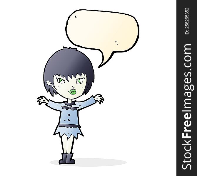 Cartoon Vampire Girl With Speech Bubble