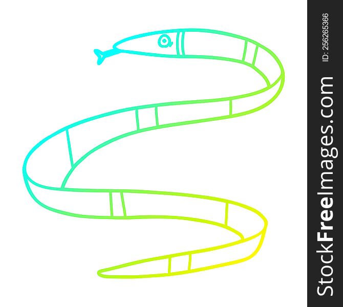 cold gradient line drawing of a cartoon sea snake