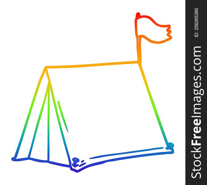 rainbow gradient line drawing of a cartoon tent