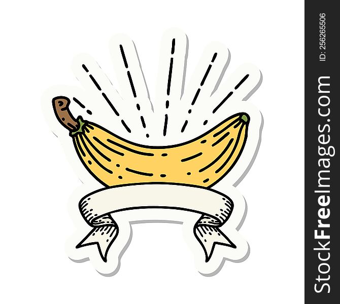 sticker of a tattoo style banana
